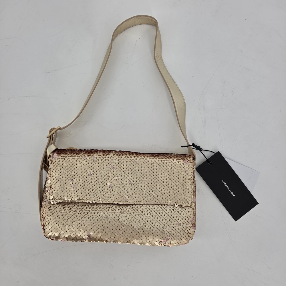 Womens Reversible Sequin Shoulder Bag Y2K 90s 80s Party Disco Statement Gold NWT - Picture 10 of 11